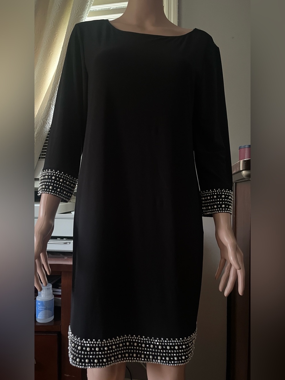 TIANA B Beaded Trim Mini Dress Size 12P Like New